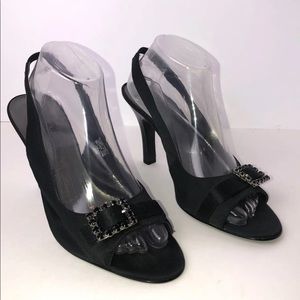 Sam & Libby Slingback Black Satin Heels